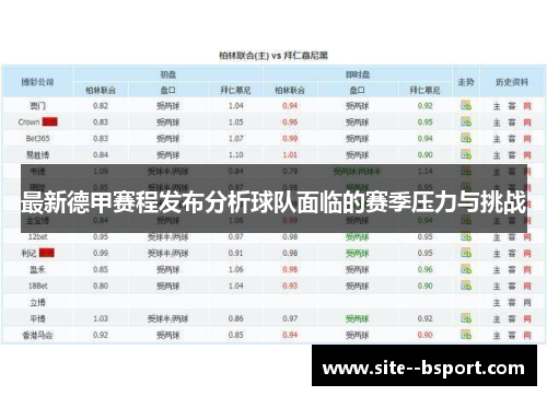 最新德甲赛程发布分析球队面临的赛季压力与挑战
